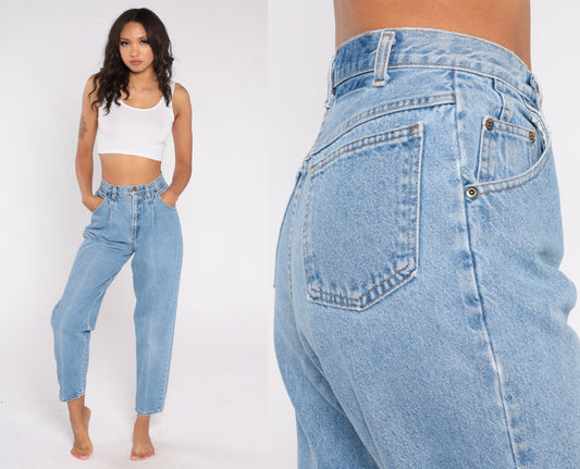 90s Vivaldi High Waist Tapered Denim Jeans Blue Straight Leg Extra Small