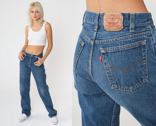 90s Levi's Student Jeans Straight Leg Mid Rise Blue Denim Extra Small XS