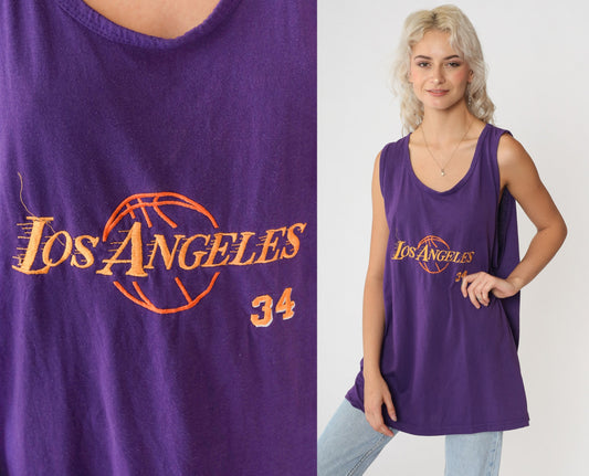 90s Lakers Shaq 34 Purple Basketball Tank Top Cotton Extra Large XXL