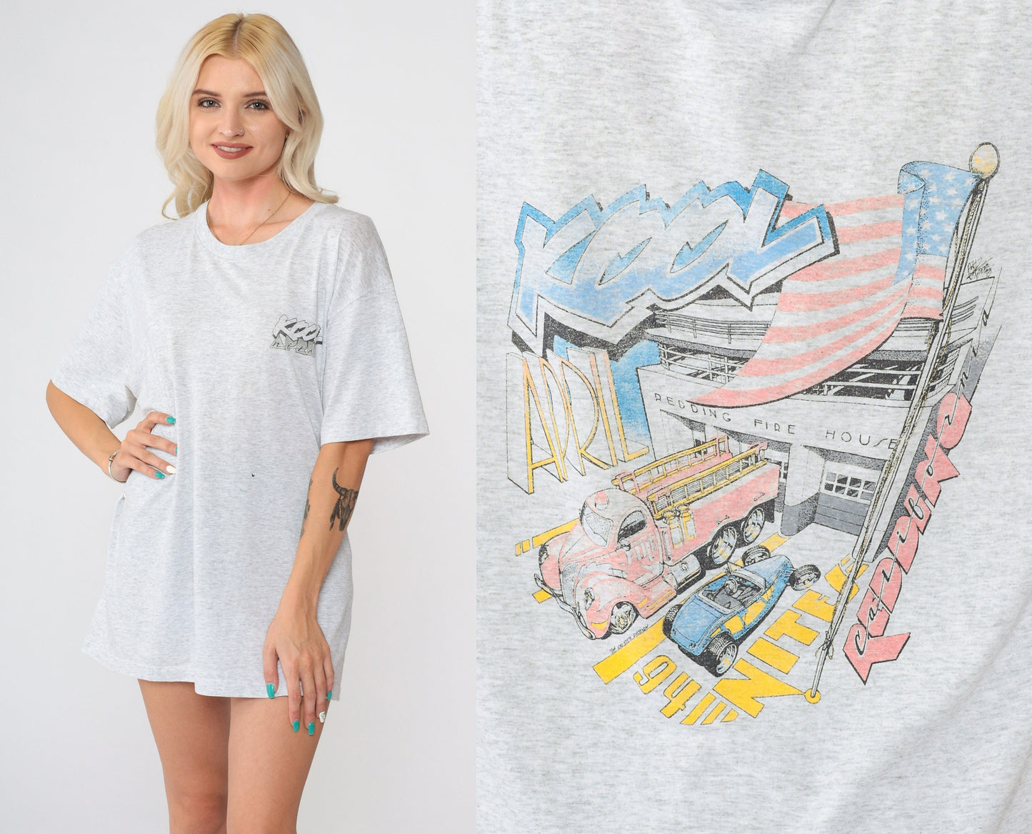 1994 Kool April Nites Redding California Car Show Graphic Tee Grey Large