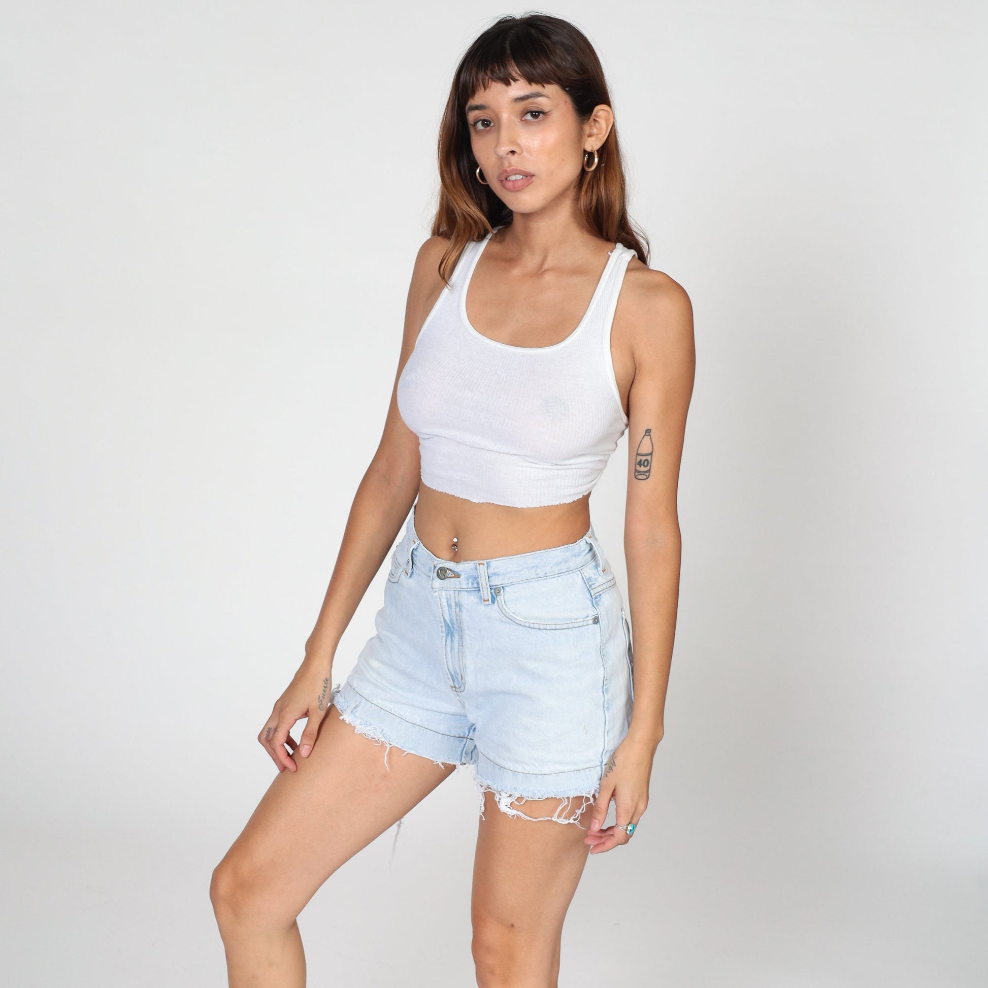 00s Bongo Light Wash Denim Cutoff Shorts Mid Rise Small 5