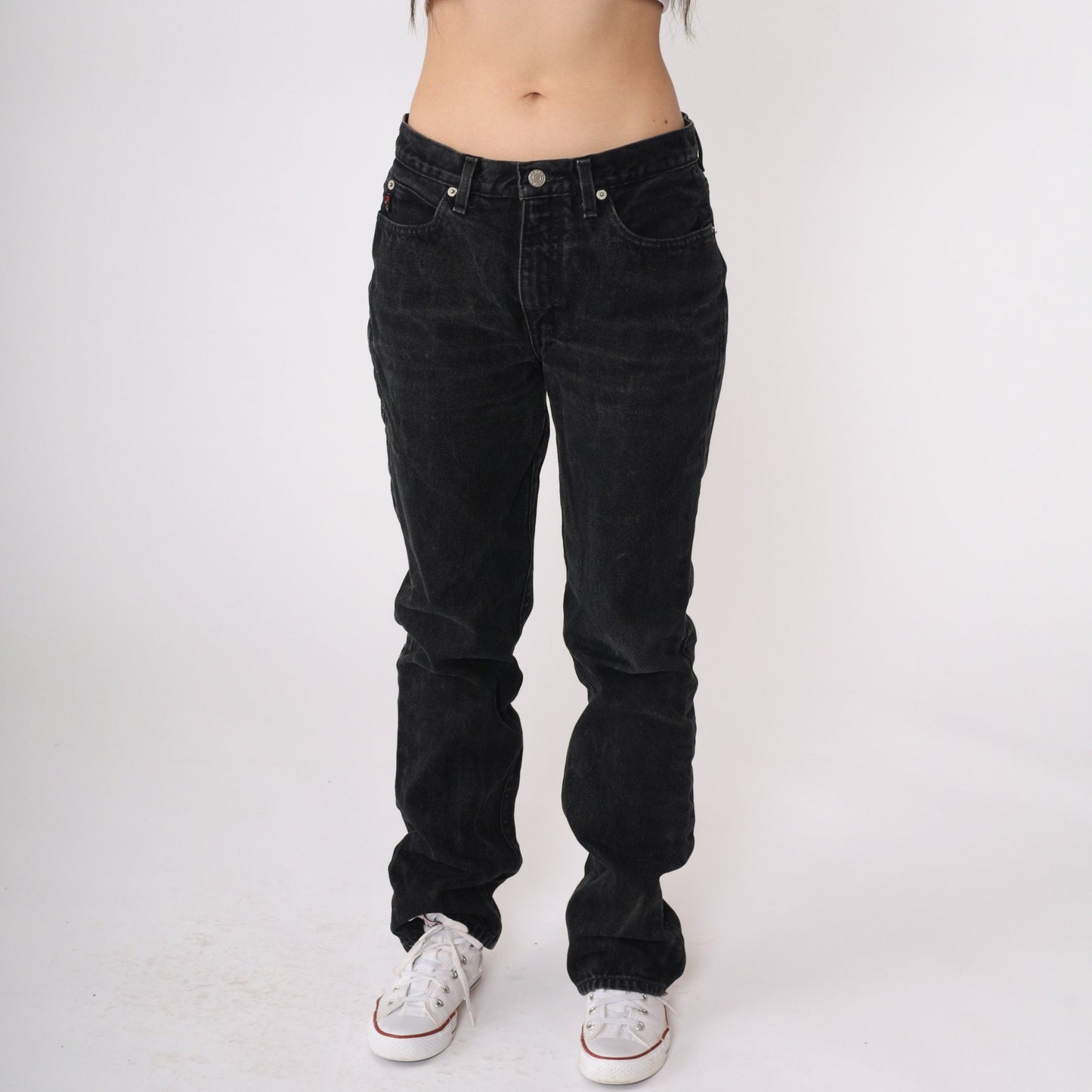 90s Guess Black Denim Boyfriend Jeans Mid Rise Cotton Medium 30