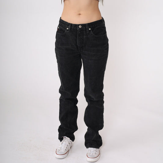90s Guess Black Denim Boyfriend Jeans Mid Rise Cotton Medium 30