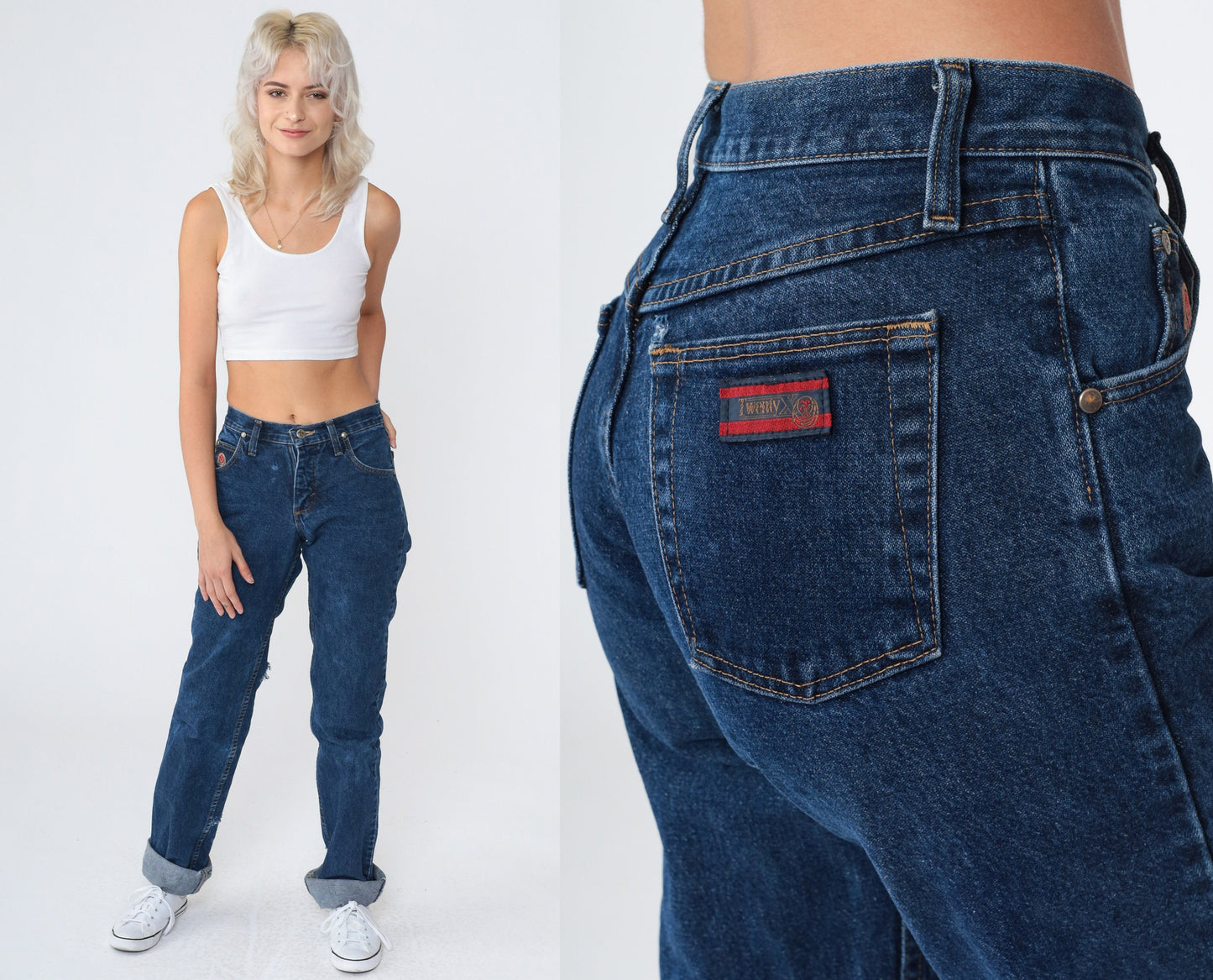 00s Twenty X Dark Wash Jeans Low Rise Straight Leg Distressed Extra Small