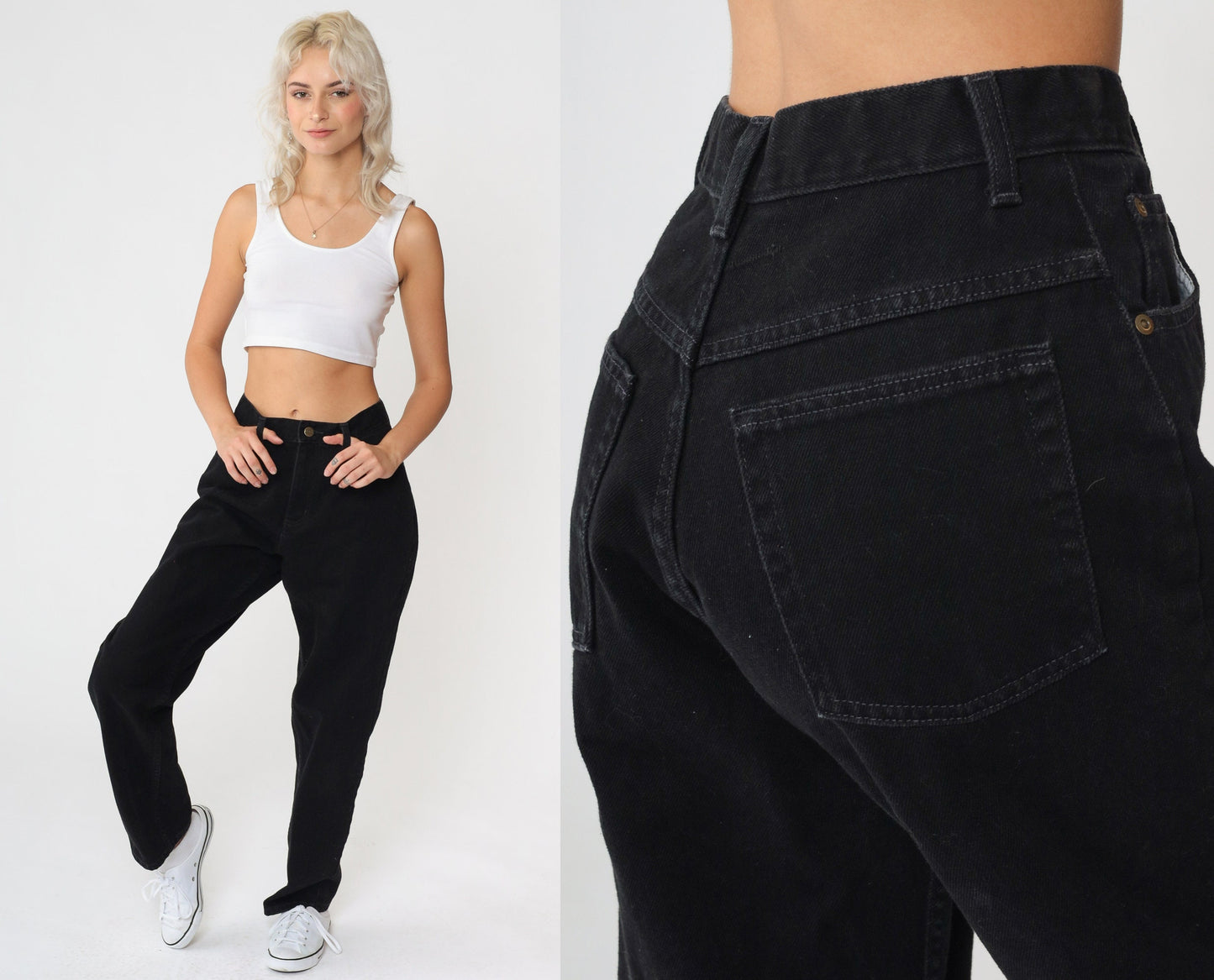 90s LL Bean Black High-Waist Jeans Relaxed Fit Cotton Small 6