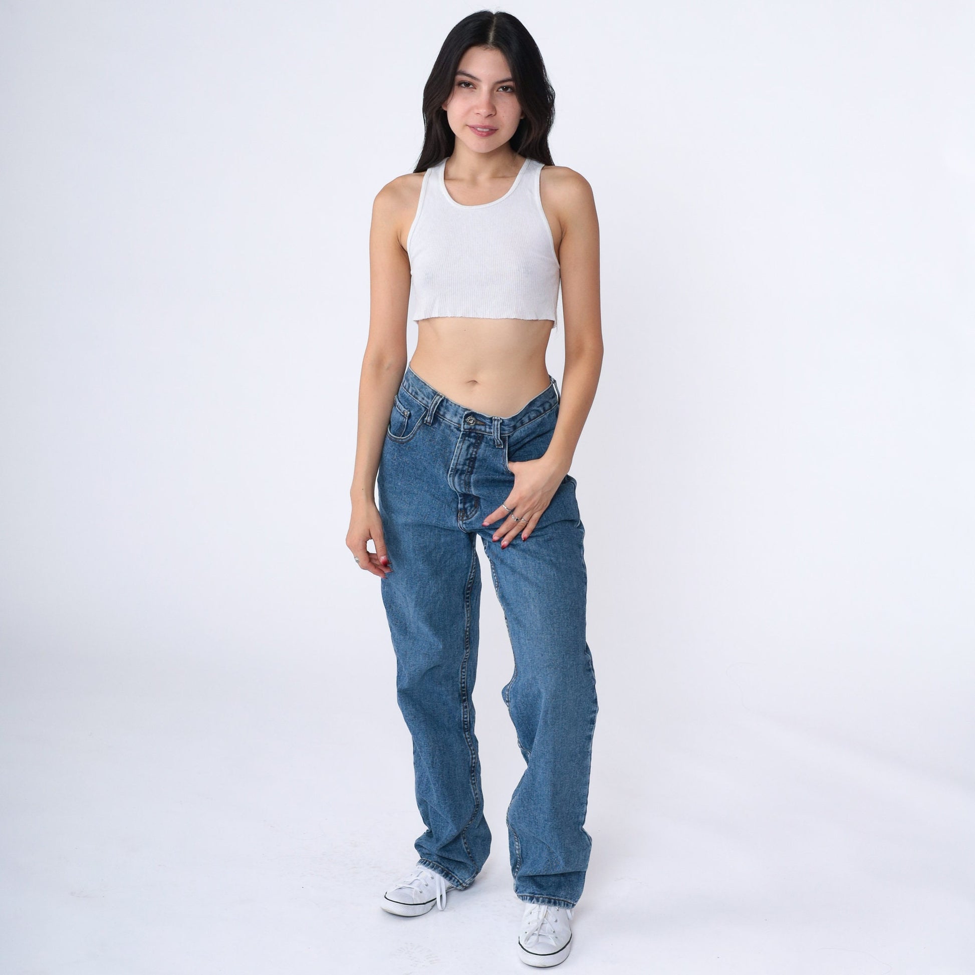 90s Armani Jeans High Waist Straight Leg Blue Denim Medium 30