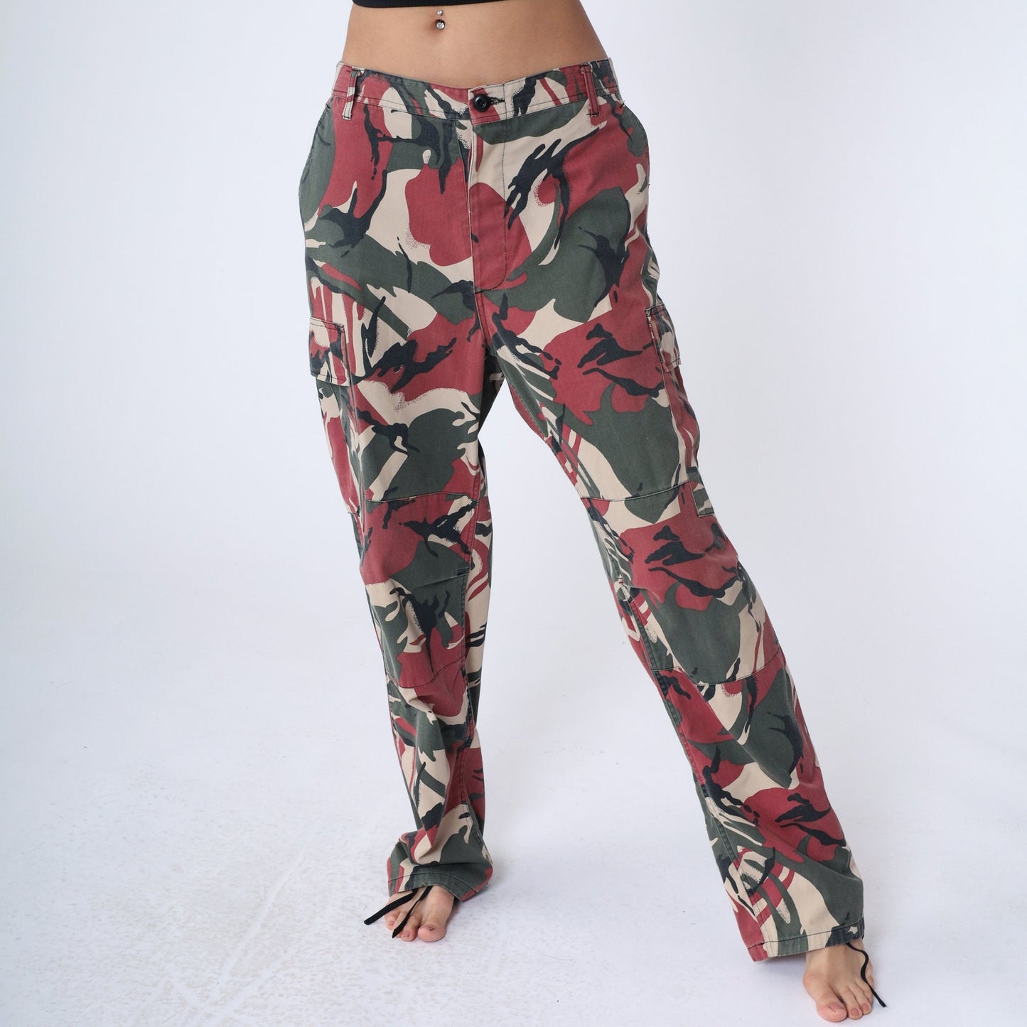 Y2K Rothco Camo Cargo Pants Red Tan Green Camouflage Men's Large