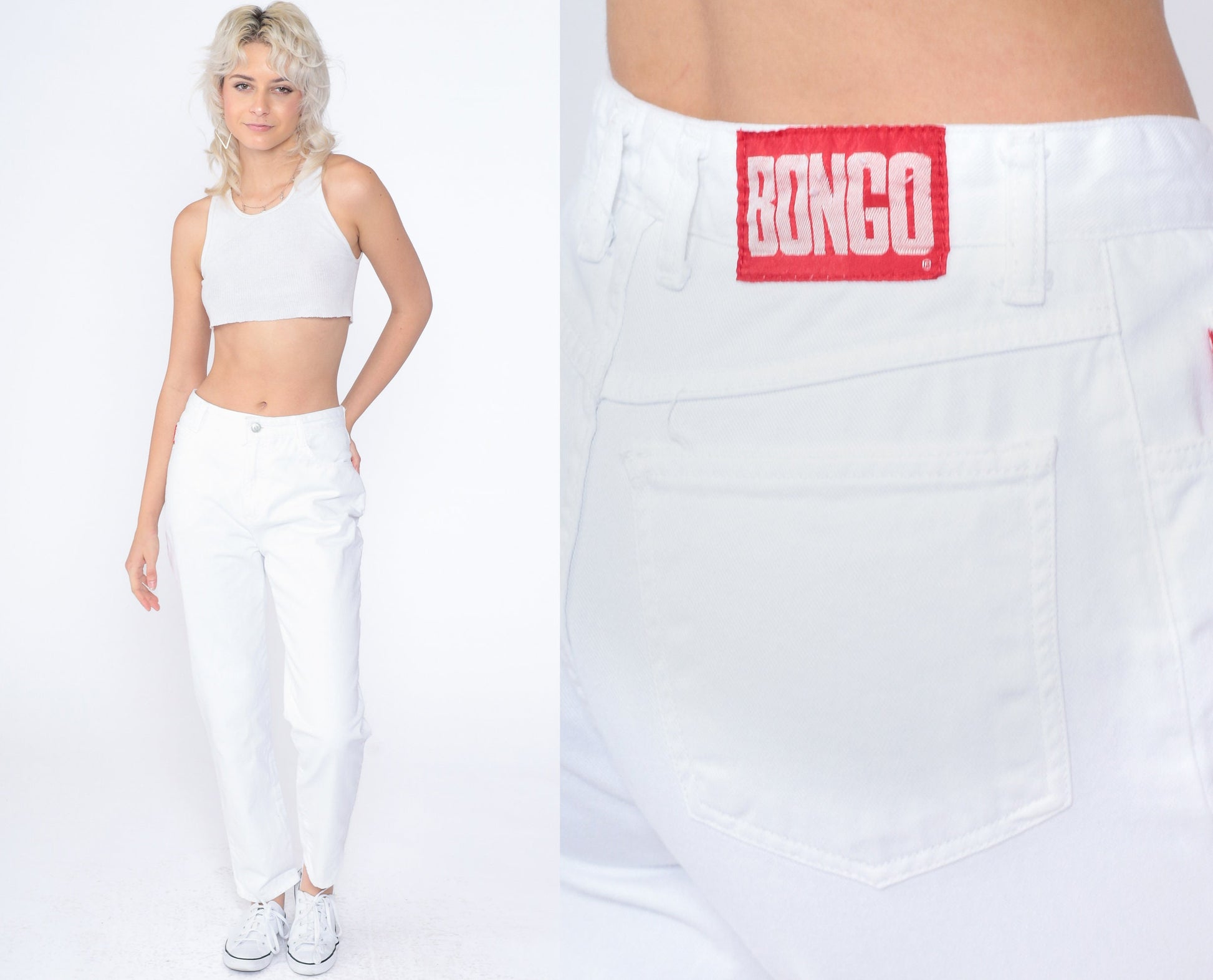 90s Bongo White High-Waist Tapered Denim Jeans Small S