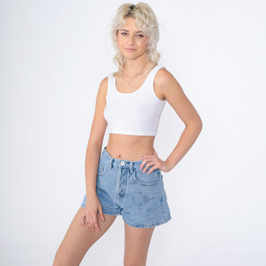90s Just USA High-Rise Denim Shorts Blue Jean Small S