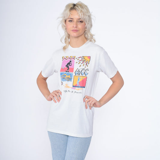 90s ATCC Graphic T-Shirt Family Fun Friends Charity Tee White Small