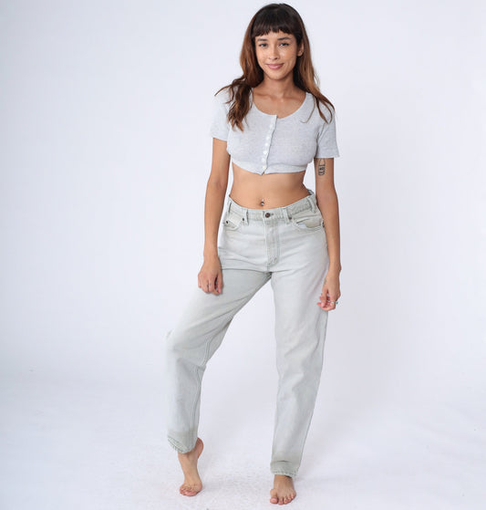 90s Levi's 550 Light Grey Denim Jeans High Rise Relaxed Tapered Men's 32x32