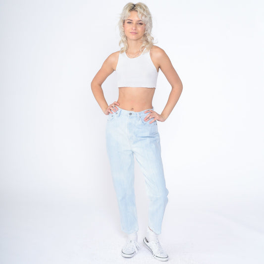 90s Sasson Light Wash High Waist Tapered Ankle Jeans Blue Denim Small