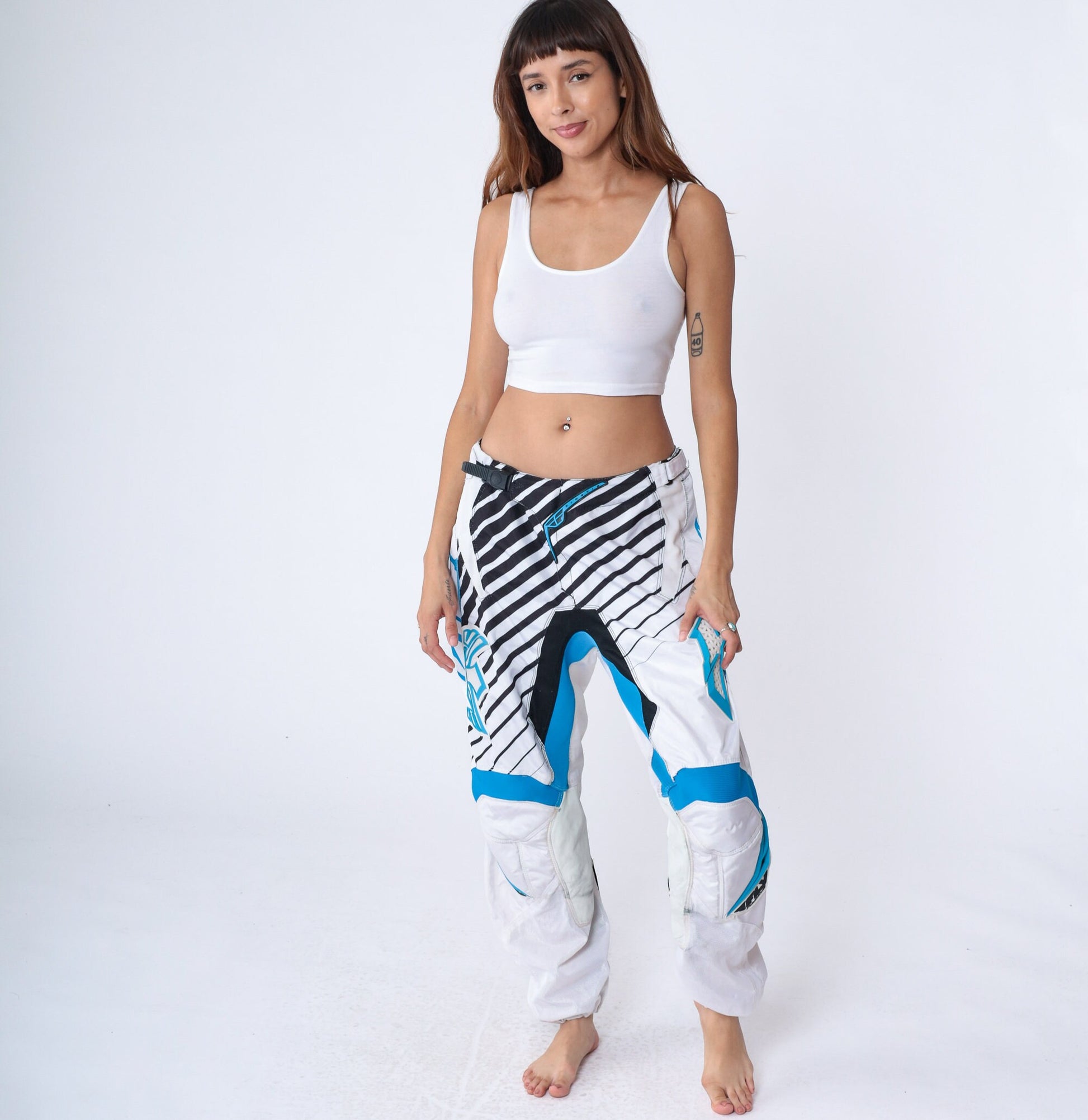 90s Fly Racing Motocross Pants White Black Motorcycle Riding Large