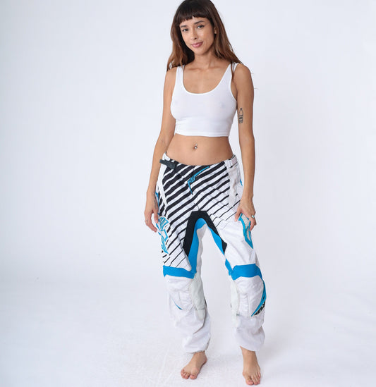 90s Fly Racing Motocross Pants White Black Motorcycle Riding Large
