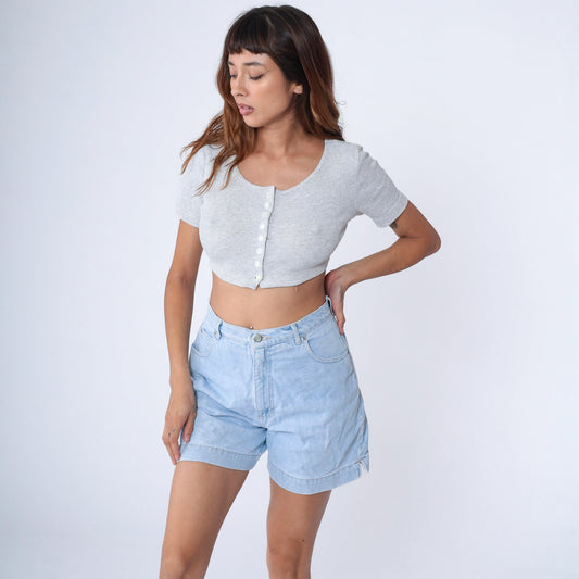 90s High Sierra Light Wash Denim Shorts High Waisted Jean Shorts Small 28
