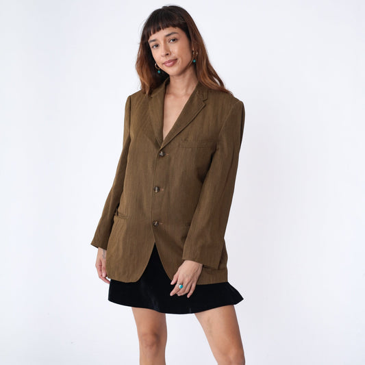 70s Brown Wool Blend Blazer Jacket Men's Medium