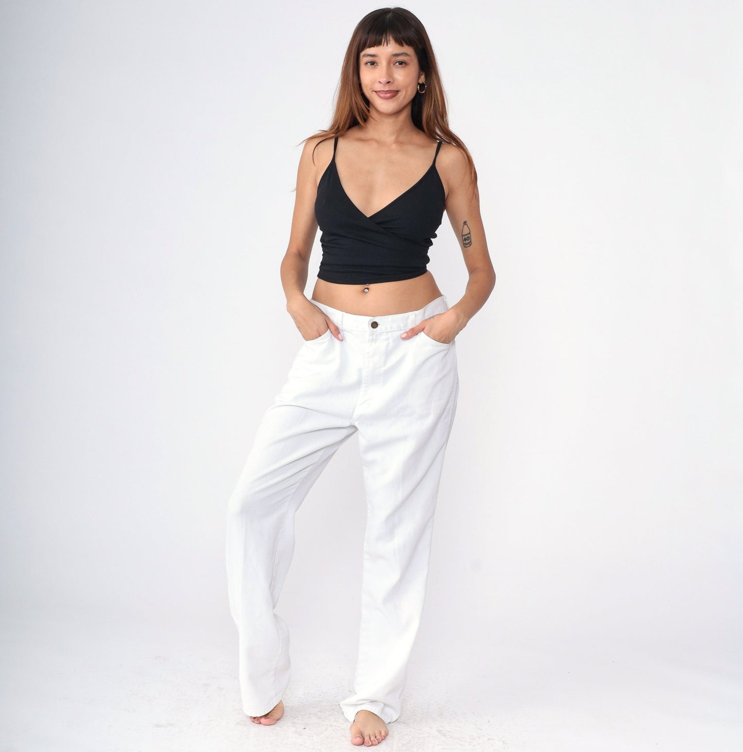 Y2K Dickies Painter's Pants White High-Waist Straight Leg Cotton 36x34