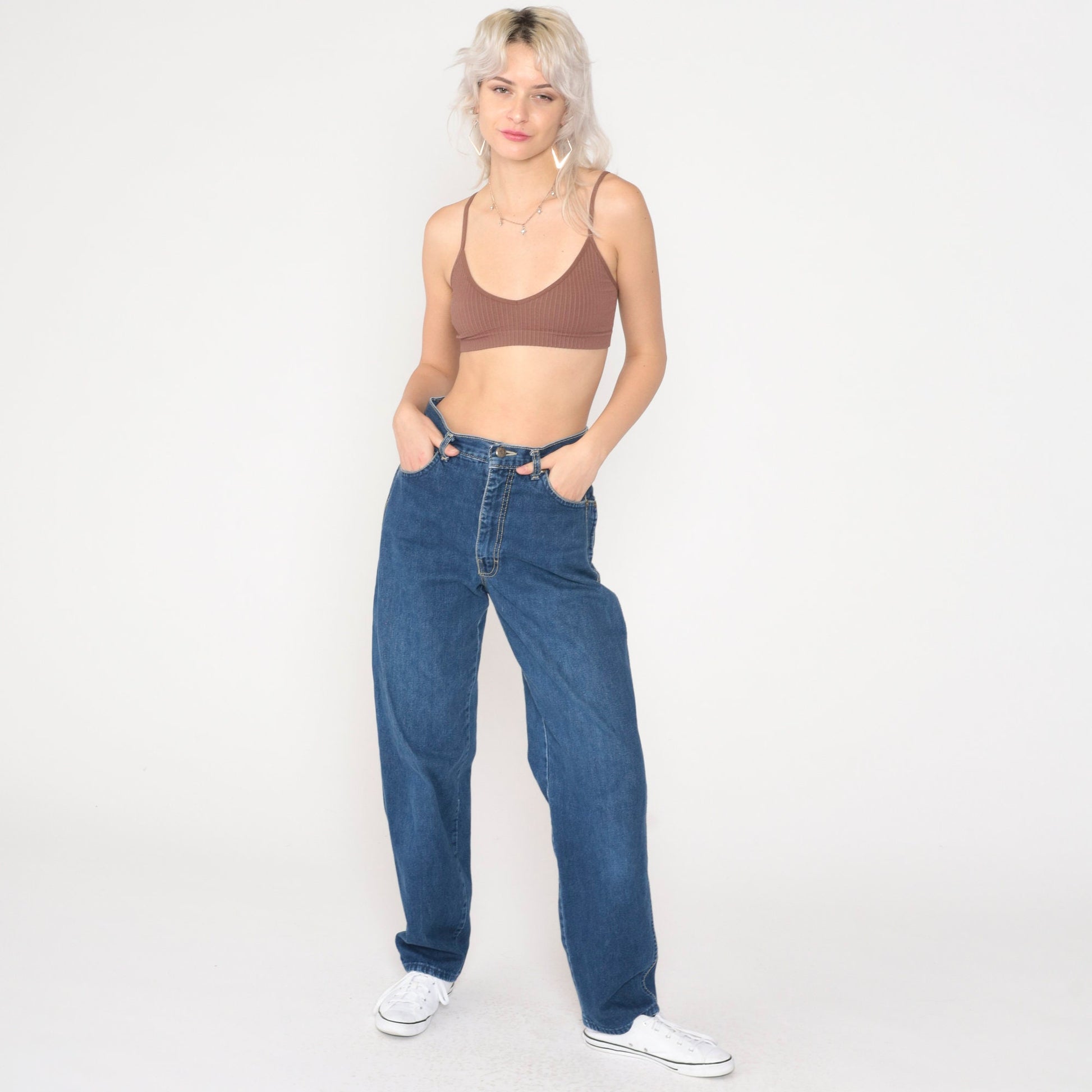 90s Zena High Waist Straight Leg Mom Jeans Blue Denim Small 27
