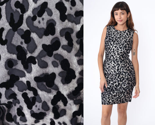 Dolce & Gabbana Y2K Leopard Velvet Mini Dress Sleeveless Sheath Small