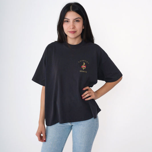 90s Branson Missouri Country Music Treble Clef Embroidered Tee Black Extra Large