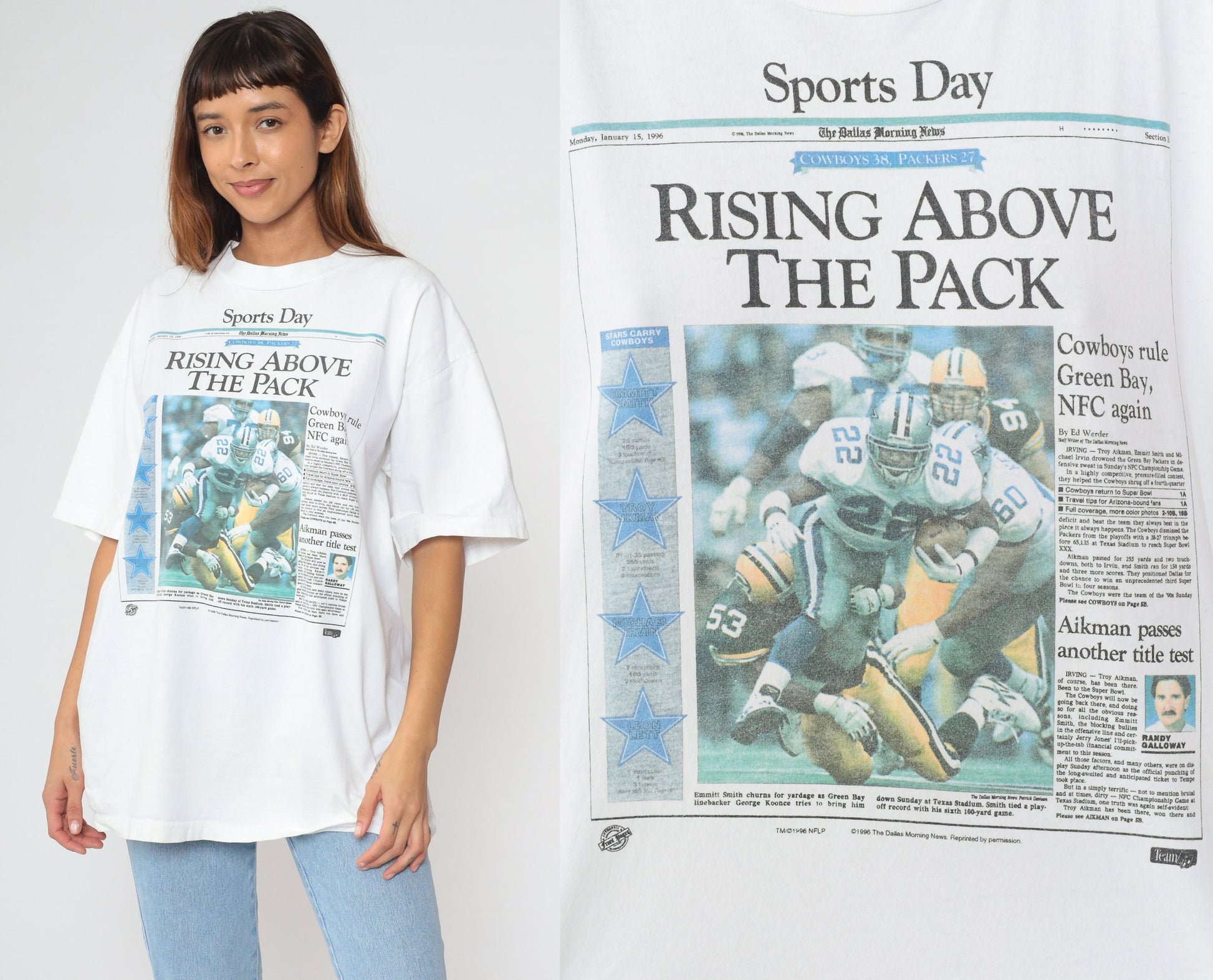 1996 Dallas Cowboys NFC Championship Graphic T-Shirt 90s NFL Tee Extra Large
