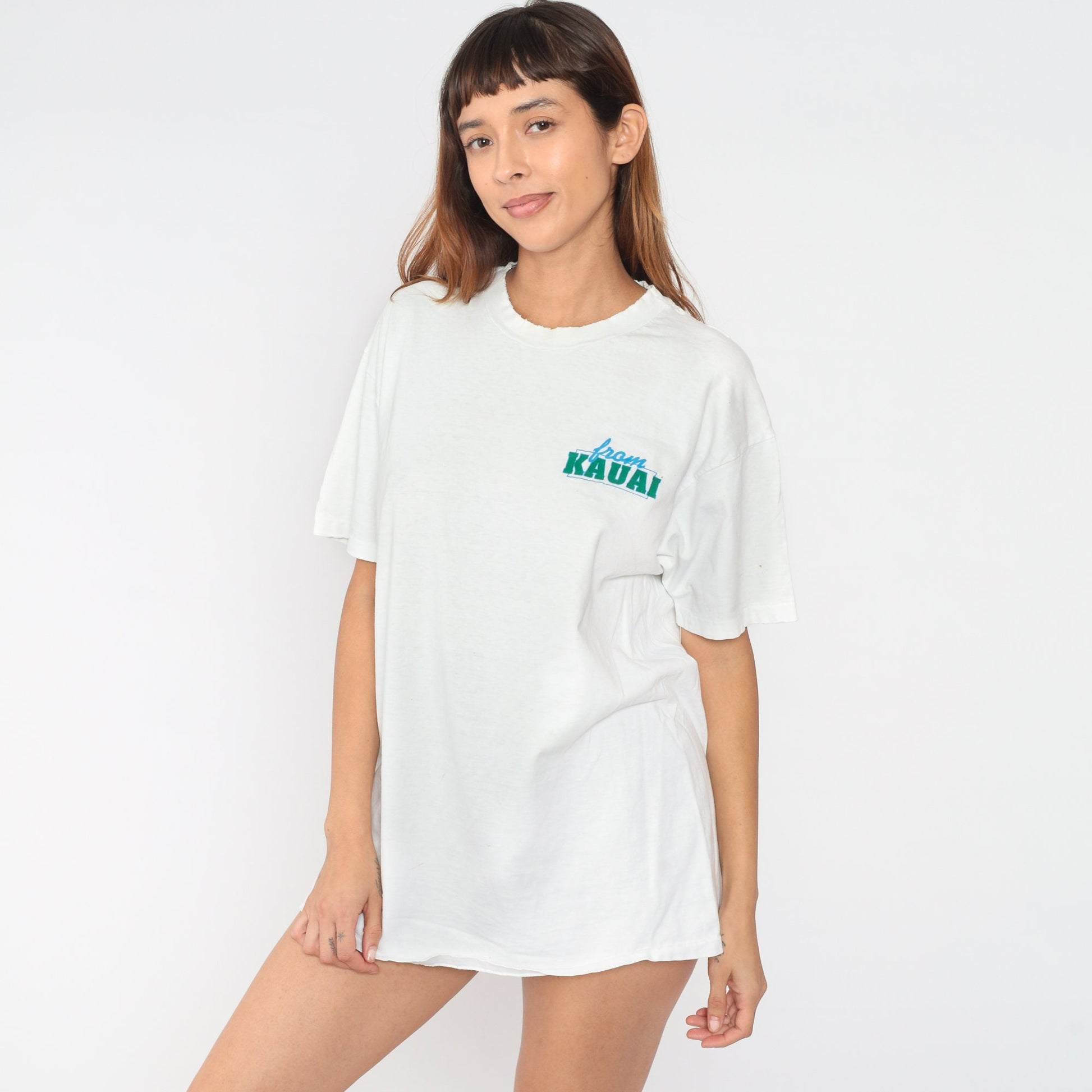 90s Kauai Hawaii Windsurfing Graphic T-Shirt White Cotton Hanes Extra Large XXL