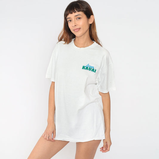 90s Kauai Hawaii Windsurfing Graphic T-Shirt White Cotton Hanes Extra Large XXL