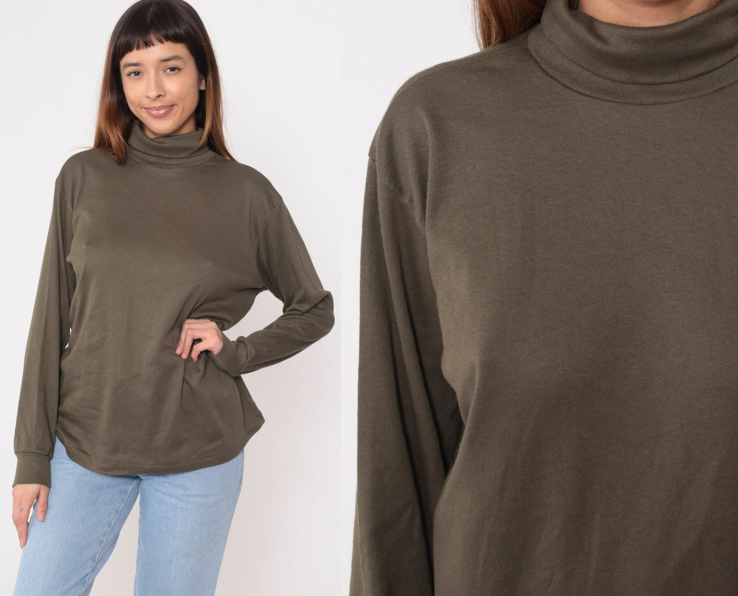 90s Bobbie Brooks Brown Turtleneck Long Sleeve Shirt Large L