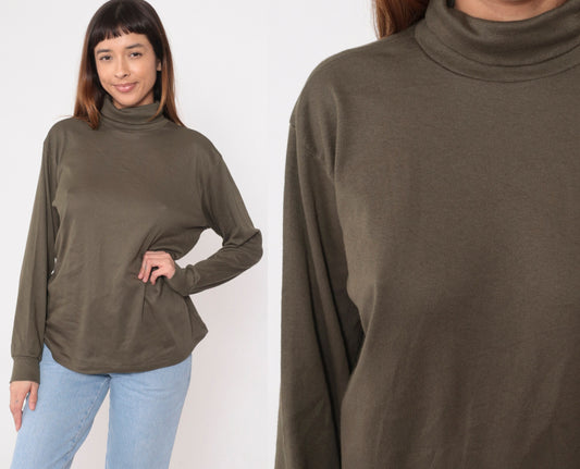 90s Bobbie Brooks Brown Turtleneck Long Sleeve Shirt Large L