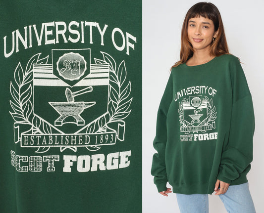 90s University of Scot Forge Metalsmith Sweatshirt Green Graphic Crewneck XXL