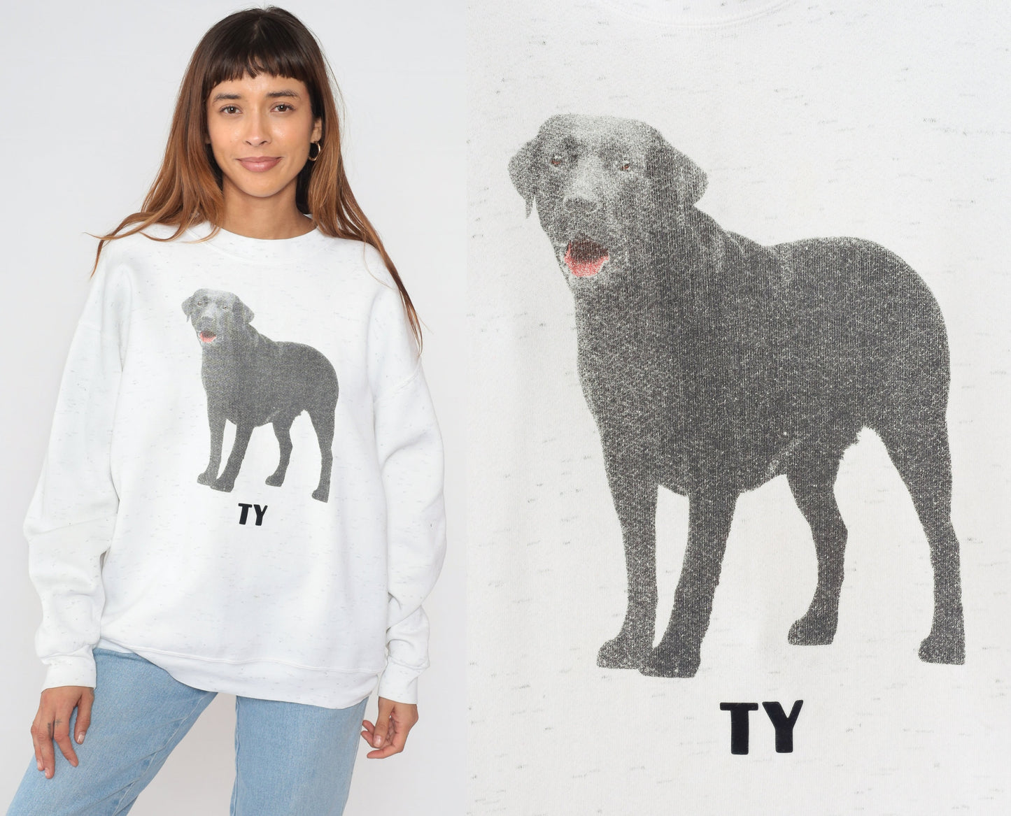 90s Ty Black Labrador Retriever Sweatshirt White Graphic Crewneck Extra Large XXL