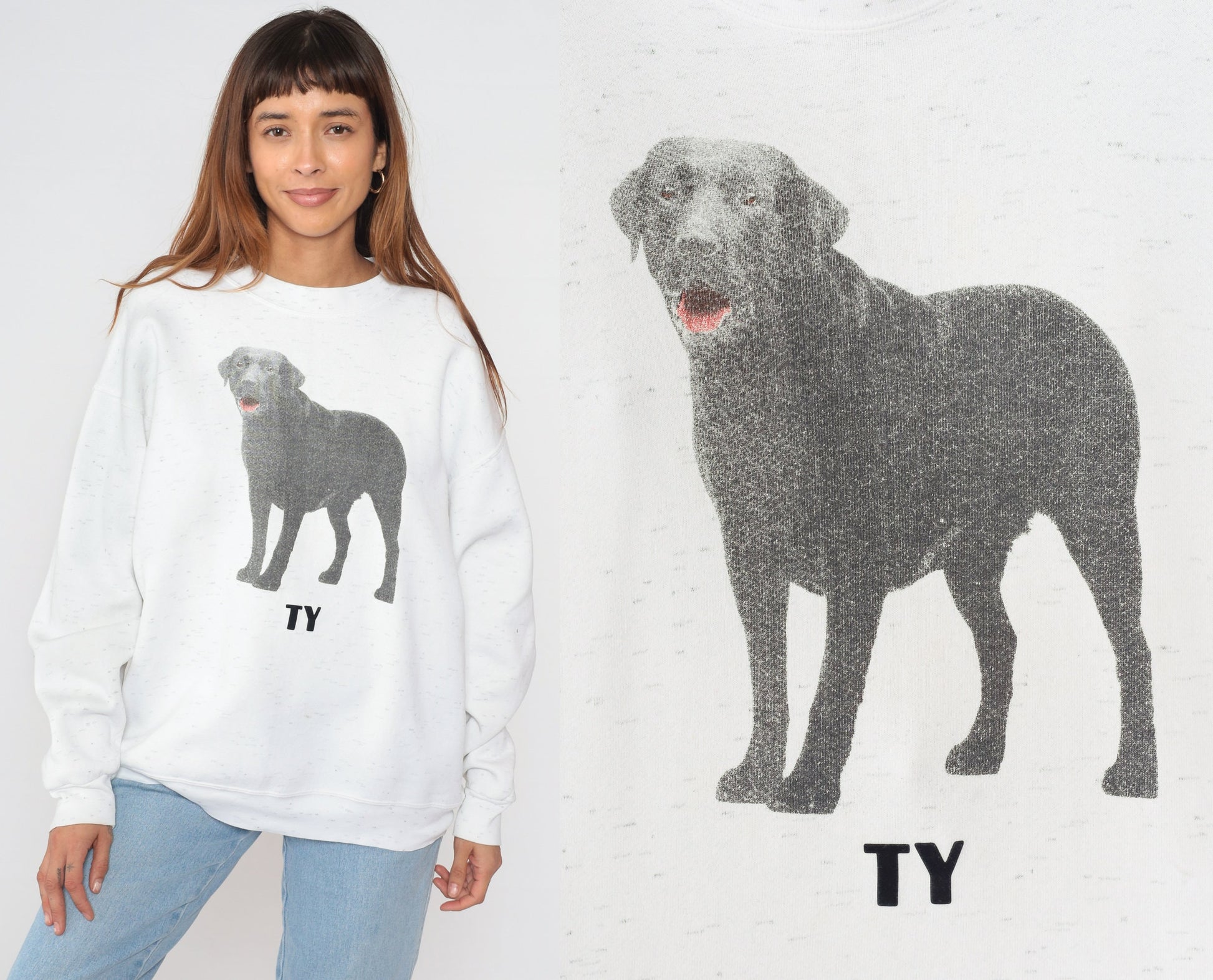 90s Ty Black Labrador Retriever Sweatshirt White Graphic Crewneck Extra Large XXL