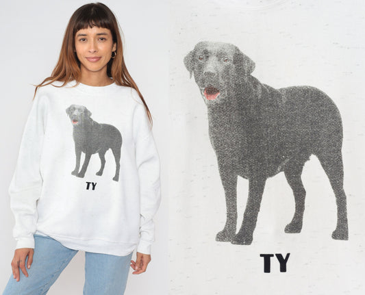 90s Ty Black Labrador Retriever Sweatshirt White Graphic Crewneck Extra Large XXL