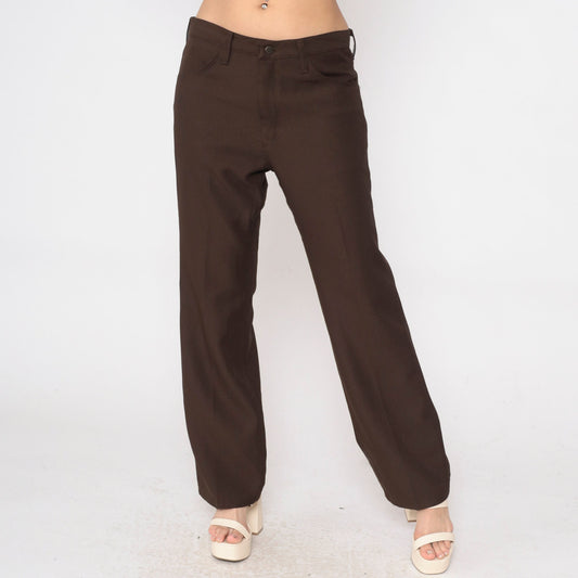 70s Wrangler Straight Leg Pants Brown High Rise Men's 34x30