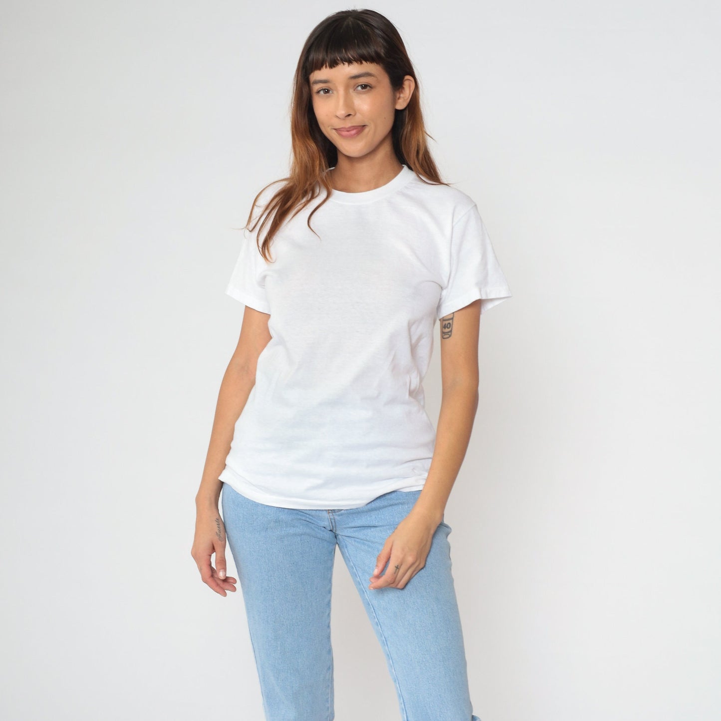 80s Jockey White Crewneck T-Shirt Cotton Blend Small