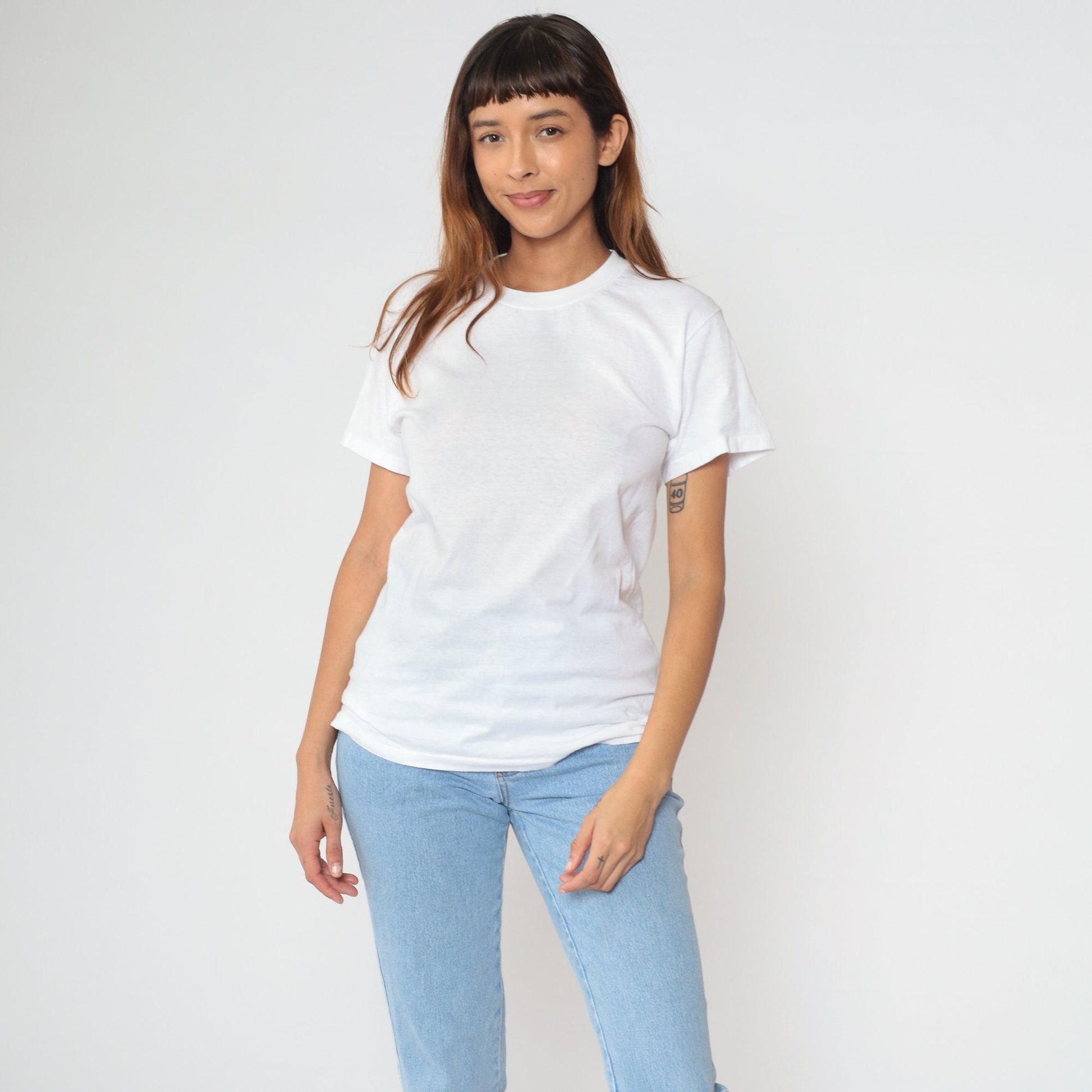 80s Jockey White Crewneck T-Shirt Cotton Blend Small