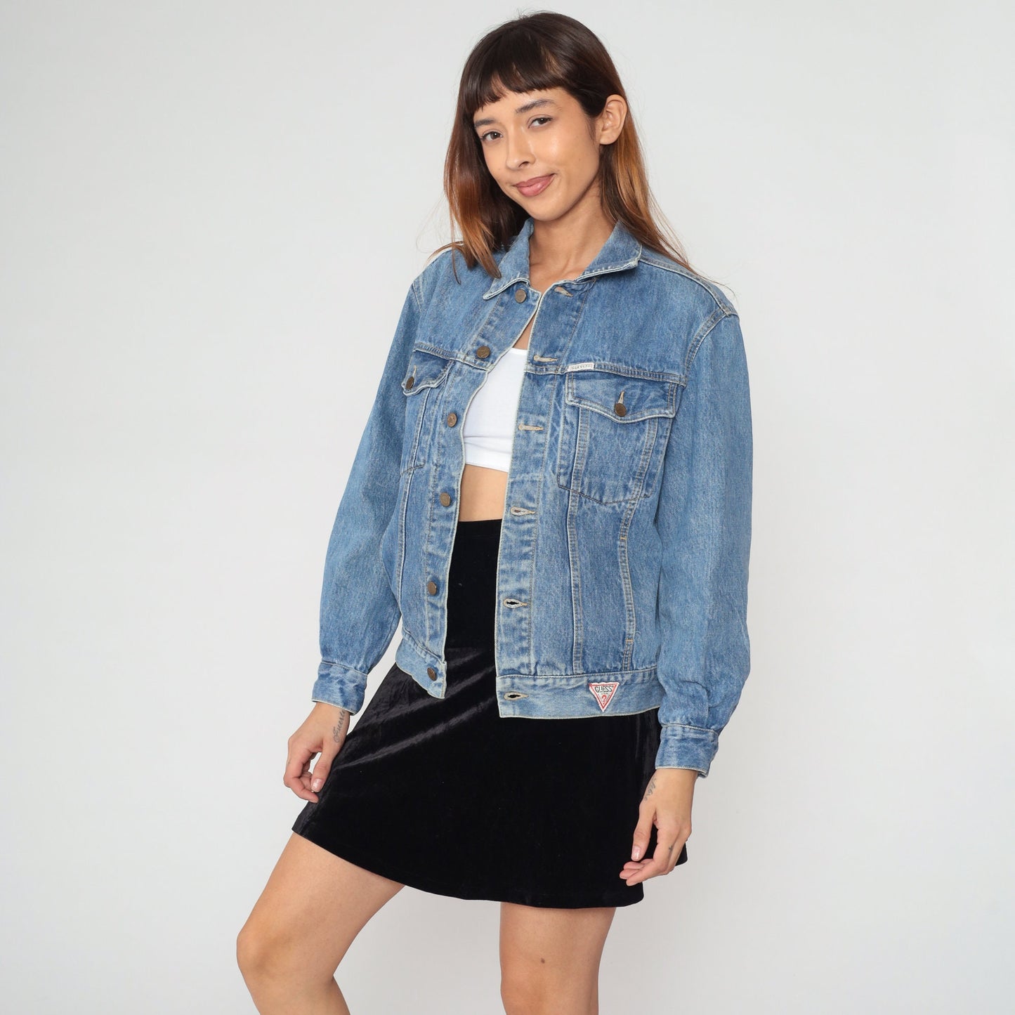 90s Guess Georges Marciano Denim Jacket Blue Button-Up Small S