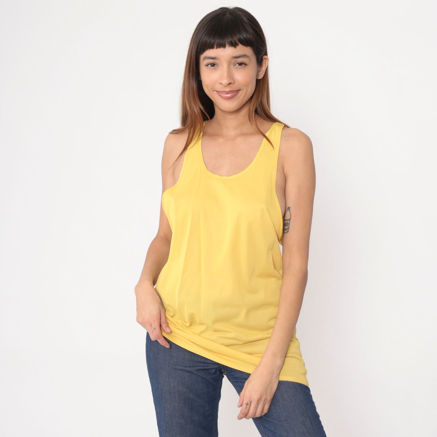 80s Munsingwear Yellow Tank Top Single Stitch Low Armhole Medium