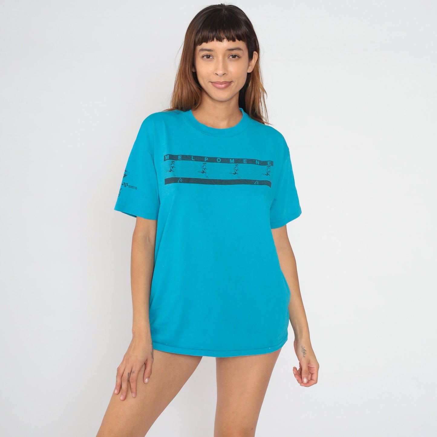 90s Melpomene Races St Paul Minnesota Graphic Tee Blue Single Stitch Large