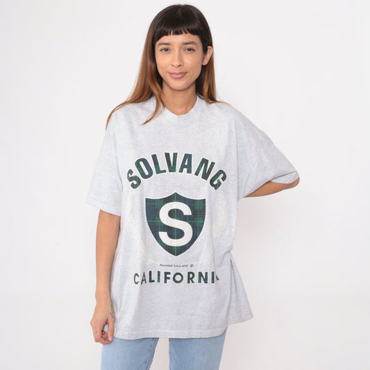90s Solvang California Danish Village Graphic Tee Heather Grey Cotton XXL