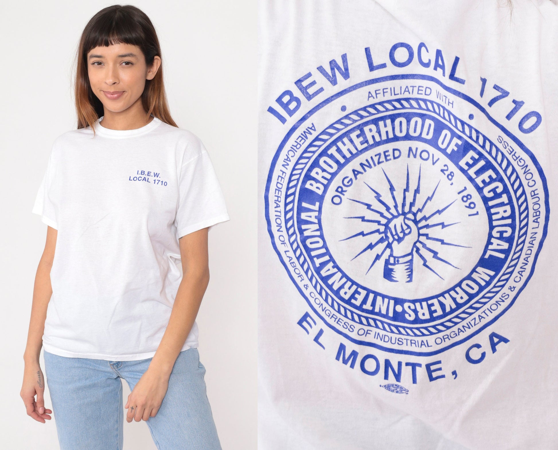 80s IBEW Local 1710 El Monte California Union Graphic T-Shirt Medium