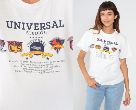 80s Universal Studios Hollywood Graphic T-Shirt White Cotton Medium