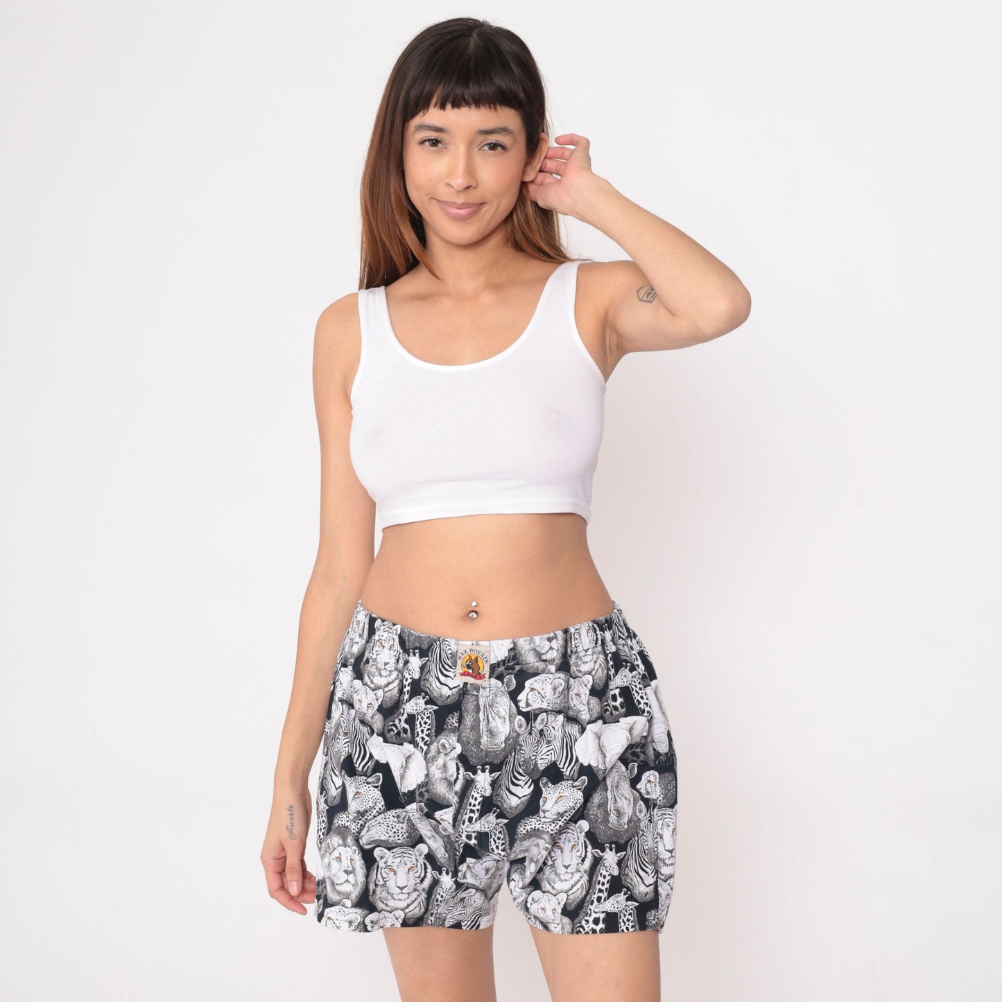 90s Max Boxxer Safari Animal Print Boxer Shorts Black Medium M