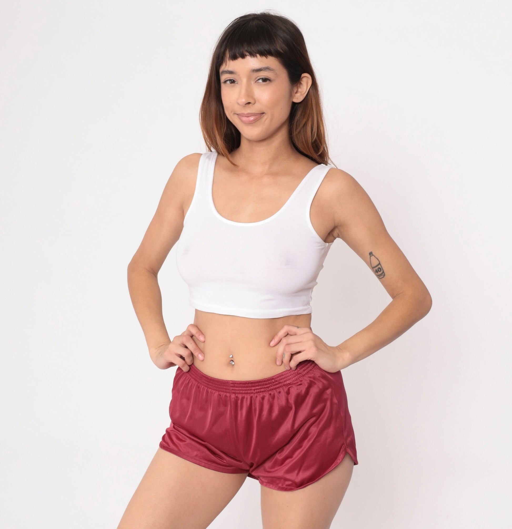 80s Soffe Gym Shorts Raspberry Red High-Waist Dolphin Cut Small