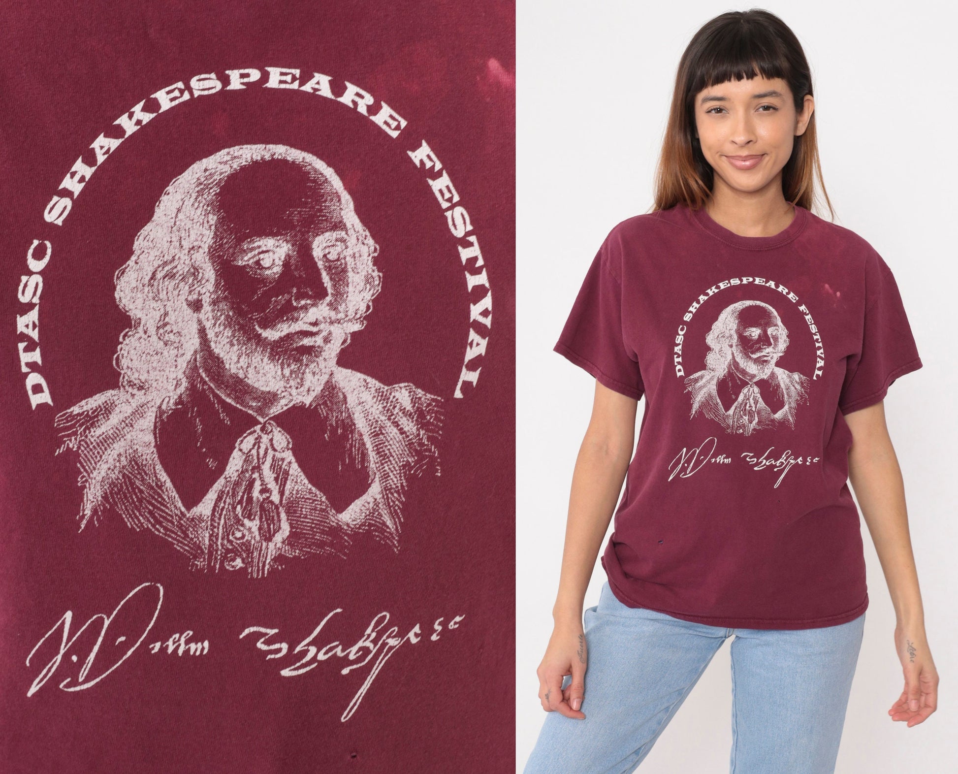 00s DTASC Shakespeare Festival Graphic Tee Burgundy Distressed Medium