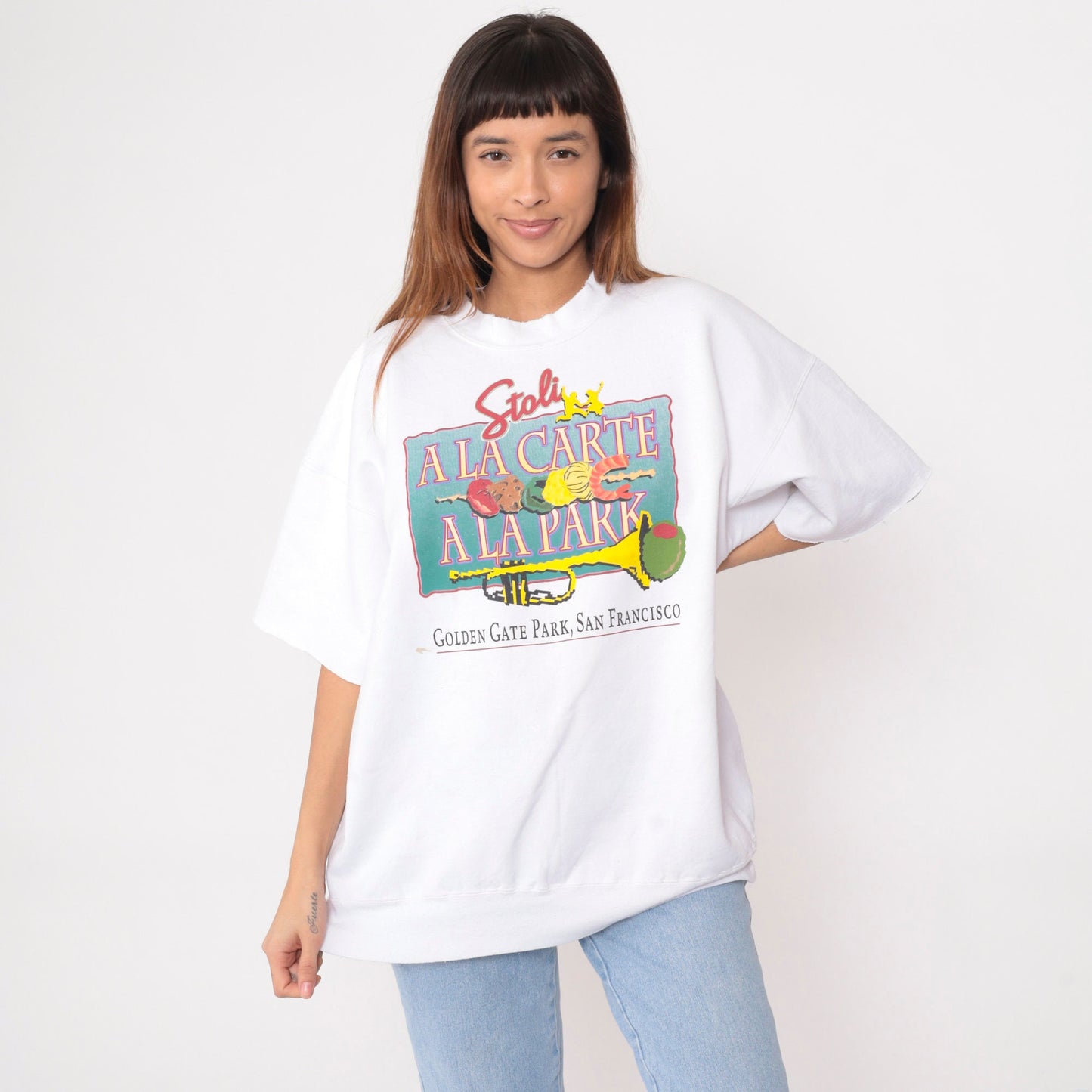 90s Stoli a la Carte San Francisco Festival Sweatshirt White Cutoff XXL