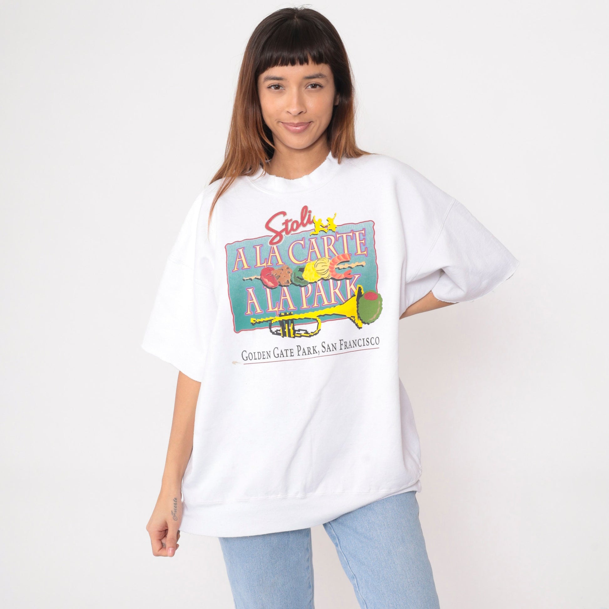 90s Stoli a la Carte San Francisco Festival Sweatshirt White Cutoff XXL