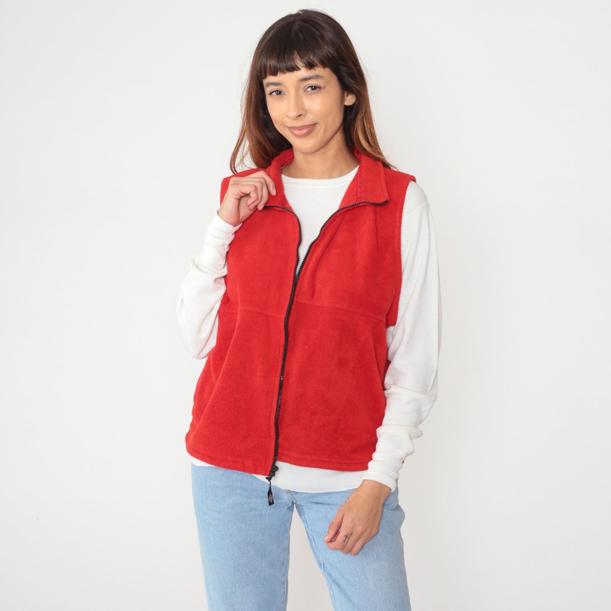 90s Red Fleece Zip Vest Alpine Tek Sleeveless Extra Large XXL