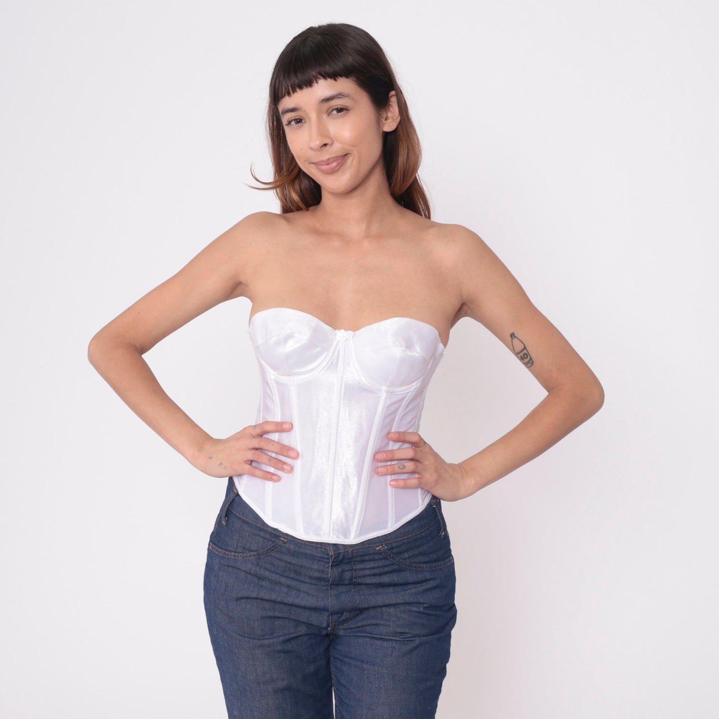 90s Fredericks of Hollywood White Bustier Strapless Corset Top 34B