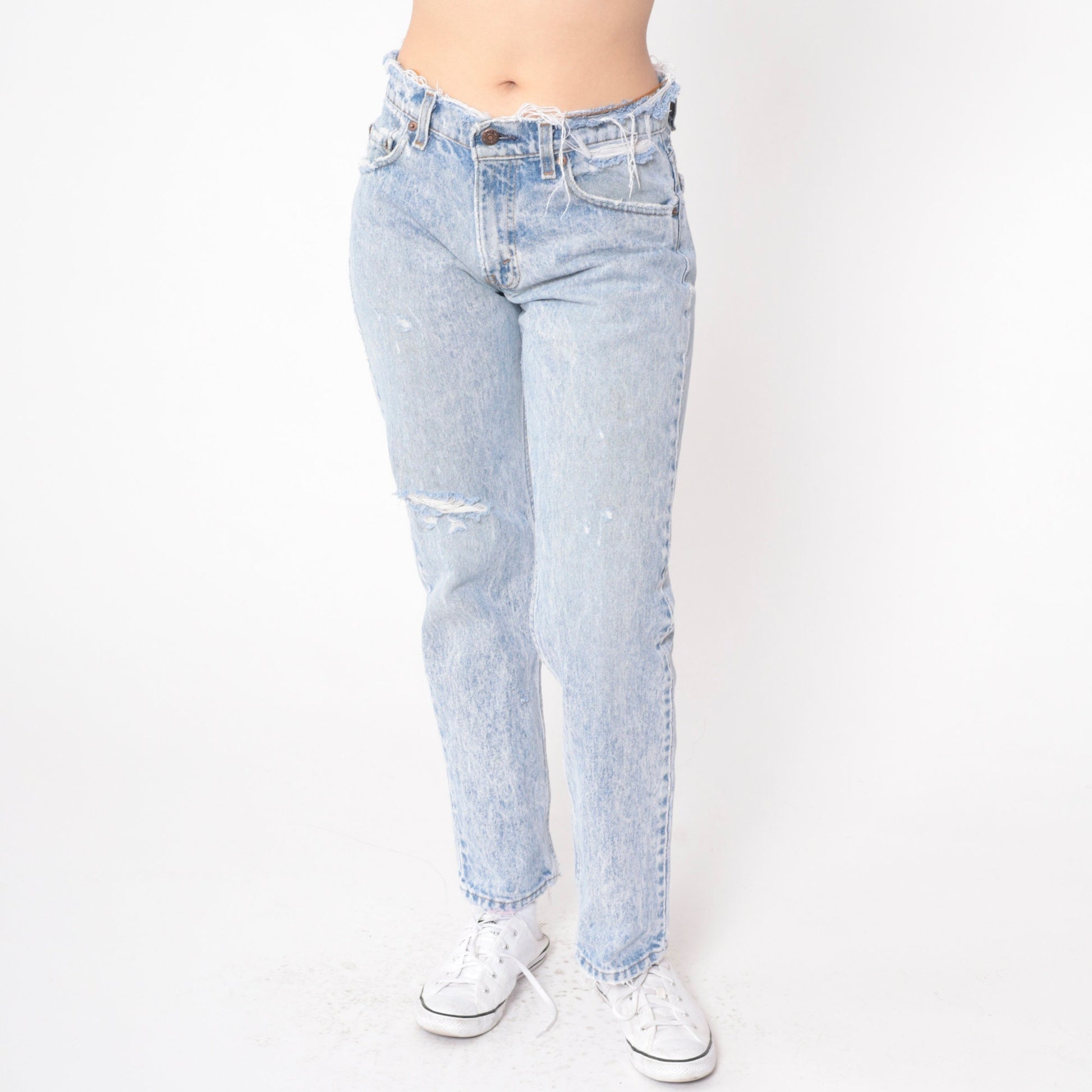 80s Levi's Acid Wash Distressed Slim Straight Jeans Small
